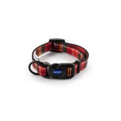 Tartan Nylon Adjustable Dog Collar - Red