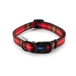 Tartan Nylon Adjustable Dog Collar - Red -Pet Care Supplies Store 691320 1