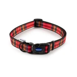 Tartan Nylon Adjustable Dog Collar - Red -Pet Care Supplies Store 691420 1