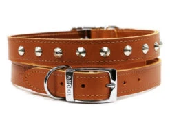 Ancol S4 Sewn Studded Collar Tan 18"