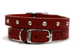 Ancol S2 Red Sewn Studded Dog Collar (26-31cm Size 2)