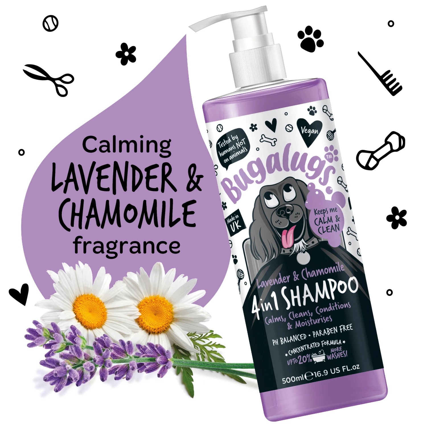 Bugalugs 4 In 1 Dog Lavender & Chamomile Shampoo 7 Bugalugs 4 In 1 Dog Lavender & Chamomile Shampoo - Image 5