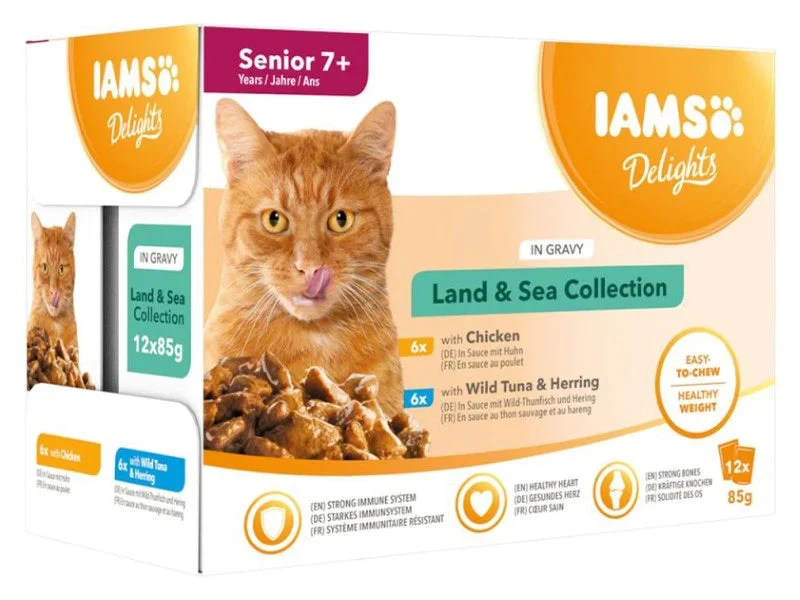 IAMS Delights With Land And Sea Senior 7+ (12x85g) 3 IAMS Delights With Land And Sea Senior 7+ (12x85g)