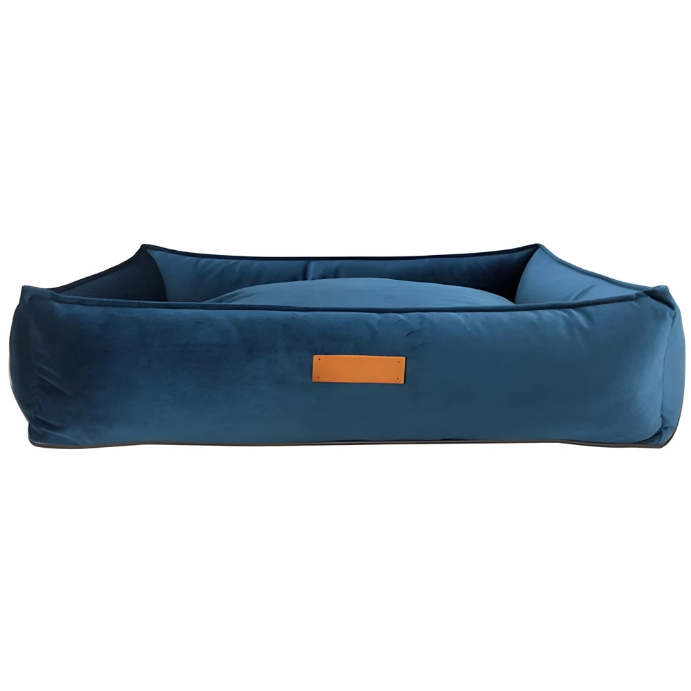 Plush Velvet Dog Bed - Blue 3 Plush Velvet Dog Bed - Blue