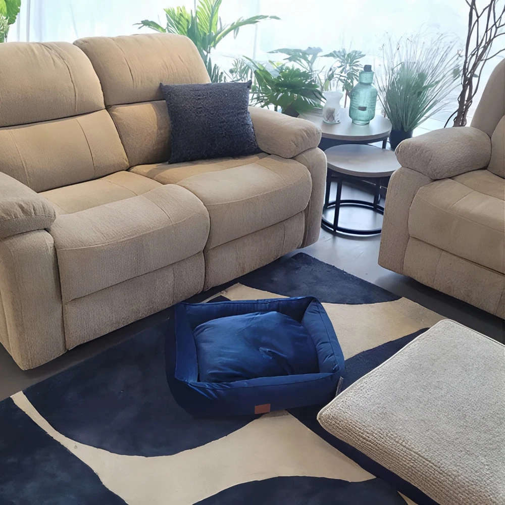 Plush Velvet Dog Bed - Blue 4 Plush Velvet Dog Bed - Blue - Image 2