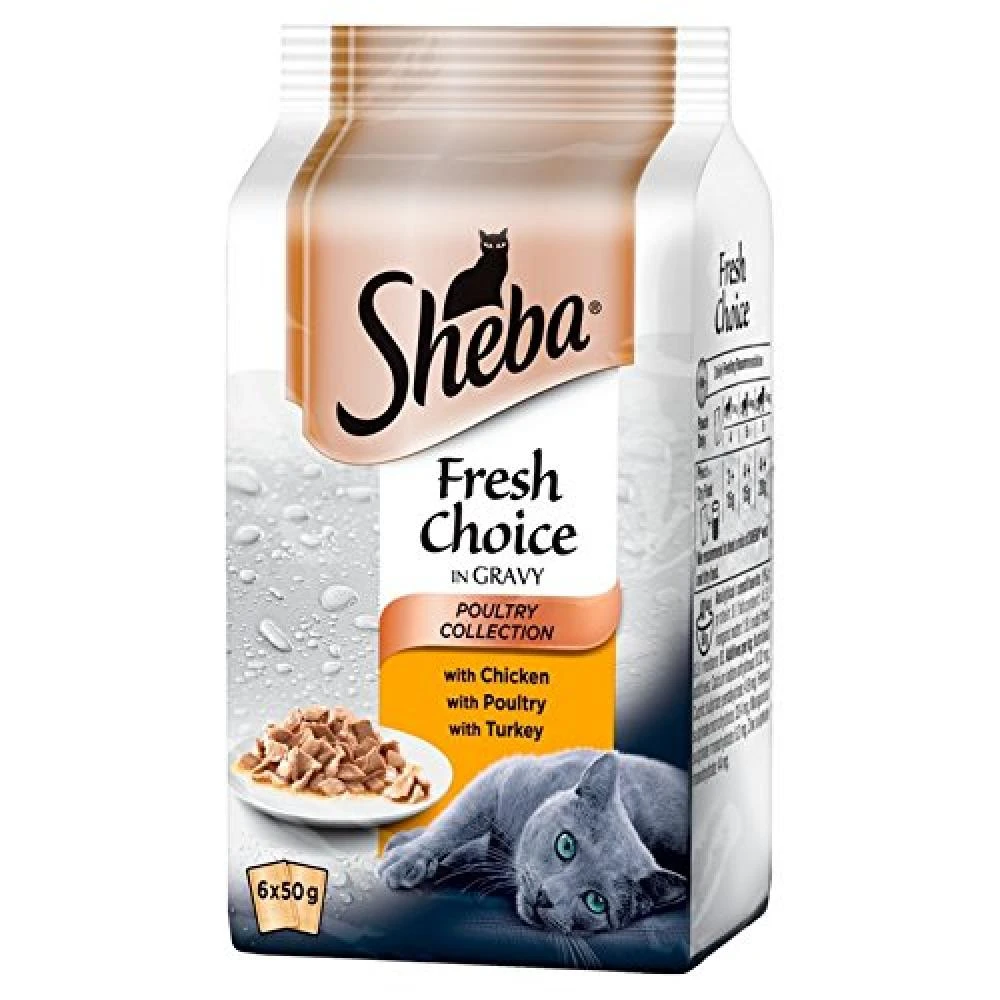 Sheba Poultry In Gravy Wet Cat Food 6x50g Pouches 3 Sheba Poultry In Gravy Wet Cat Food 6x50g Pouches