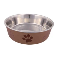 Trixie Stainless Steel Bowl With Coloured Exterior -Pet Care Supplies Store TxcolouredbowlbPetworld.ie