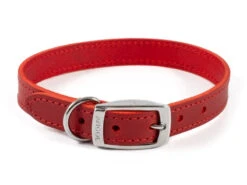Ancol Heritage Leather Sewn Half Lined Collar (Red 20-26cm Size 1)