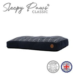 Sleepy Paws Tartan Pet Mattress -Pet Care Supplies Store navy check mattress Petworld.ie