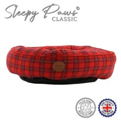Sleepy Paws Tartan Donut Pet Bed -Pet Care Supplies Store redtartandonutpetworld.ie