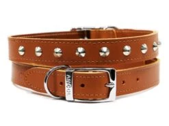 Ancol Leather Stud Dog Collar Tan (39-48cm Size 5)