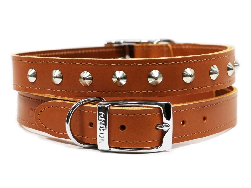Ancol Leather Stud Dog Collar Tan (39-48cm Size 5) 3 Ancol Leather Stud Dog Collar Tan (39-48cm Size 5)