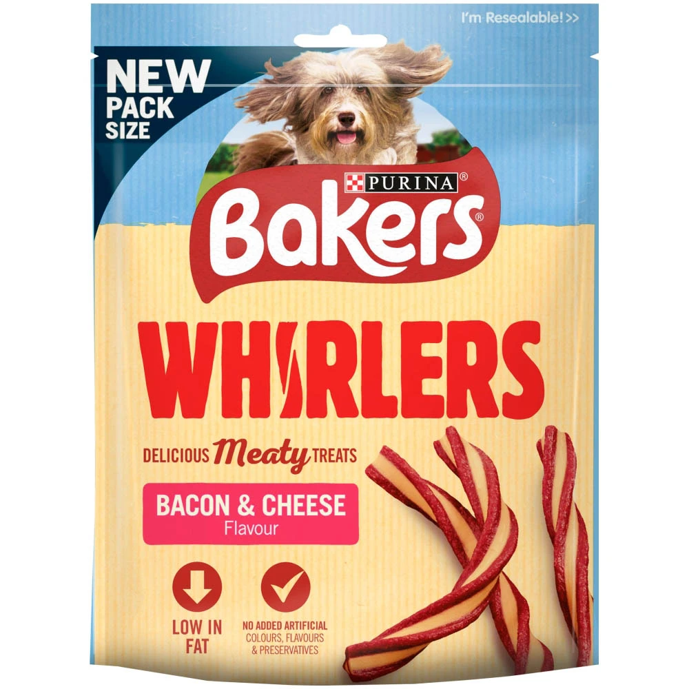 Bakers Whirlers Bacon & Cheese Dog Treats 3 Bakers Whirlers Bacon & Cheese Dog Treats